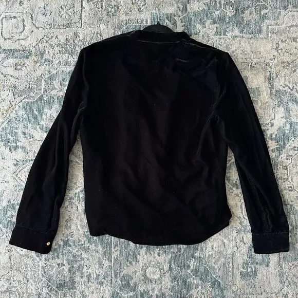 Lauren Ralph Lauren Blouse Womens 14 Velvet Velour Top Surplice V Neck Pleated